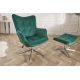 Štýlová otočná stolička/kreslo Mezzo 100-110 cm smaragdovo zelená zamat