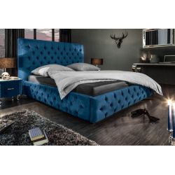 Luxusná posteľ Palais 160x200 cm tmavomodrá zamat