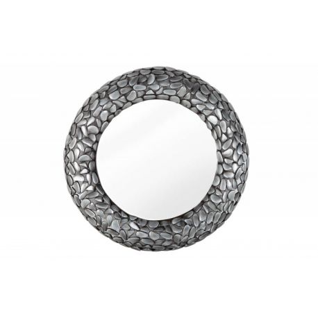 Okrúhle nástenné zrkadlo Mosaic Stone 80 cm kov sivý rám