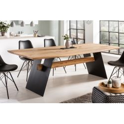 Jedálenský stôl Grand Oak 240 cm dub masív kov prírodný hnedý čierny