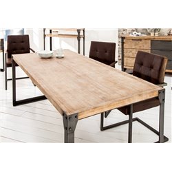 Jedálenský stôl Larnaka 160 cm drevo kov teakový sivý čierny/šedý