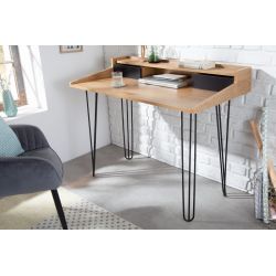 Písací stôl s kovovými nohami Salon 110 cm dubový vzhľad prírodný čierny