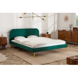 Retro posteľ London 140 x 200 cm smaragdovo-zelená zamat